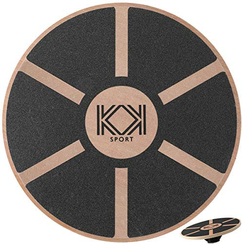 KK Balance Board Non Slip Surface 40cm Wobble Board for Training, Exercise, Gym and Rehabilitation. Excellent Balancing Training Equipment for Men and Women (Wooden)