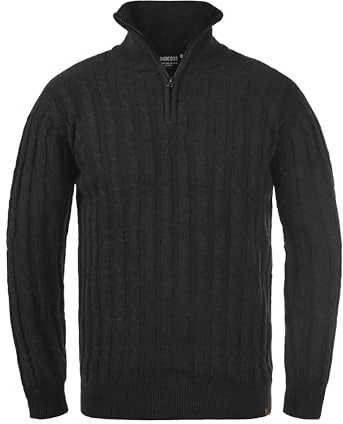 Indicode IDPaulo Homme Pull Troyer Pull en Maille épaisse avec col Troyer 100% Coton Regular Fit, Taille:M, Couleur:Charcoal Mix (915)