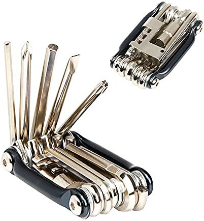 QitinDasen Fahrrad Multitool, 11 in 1 Fahrrad Reparatur Werkzeug, Mini Faltbares Fahrrad Multifunktionswerkzeug (Schwarz)