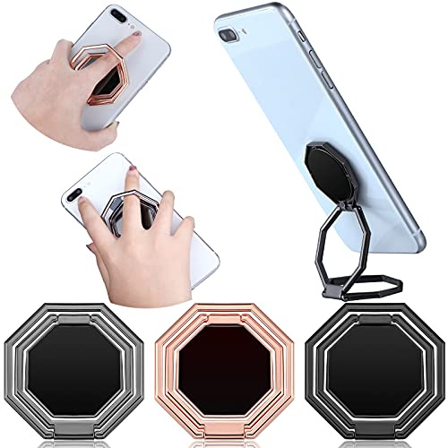 Frienda 3 Pieces Phone Ring Holder Stand Finger Kickstand 360 Degree Rotation Foldable Phone Grip Metal Cellphone Stand for Magnetic Car Mount Desk, Compatible with Most Smartphones, 3 Colors