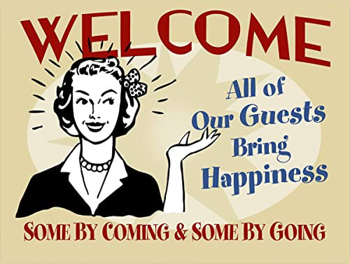 WELCOME GUESTS FUNNY RETRO METAL TIN WALL PLAQUE SIGN NOVELTY GIFT Home bar shed man cave (150MM X 200MM (6 X 8)