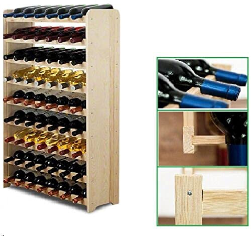SMH LINE® Weinregal Flaschenregal Weinschrank Flaschenständer 63 Flaschen Stabil Kiefer Holz