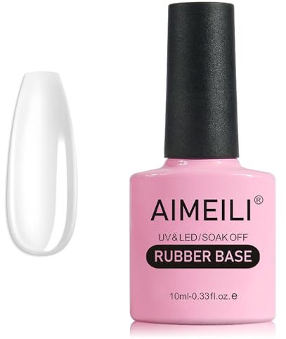 AIMEILI Vernis Semi Permanent Gel Rubber Base Coat Transparent Gel Polish UV LED Renforcement et Réparation de Manucure, Colle de Décorations - 10ml Clair