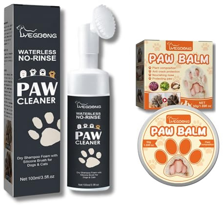 Seldara Pack nettoyant pour pattes de chien et baume pour chiens, écologique, naturel, également pour chats (brosse + baume)