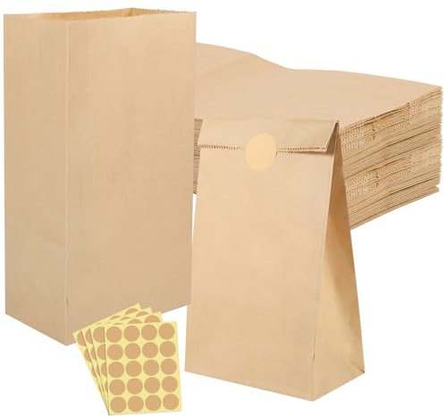 woric 70 Stück Papiertüten Braun, 24x13x8cm Geschenktüten Klein Kraftpapiertüten Mitgebseltüten DIY Candy bar Tüten zum Befüllen Adventskalender Hochzeit Kindergeburtstag Weihnachten