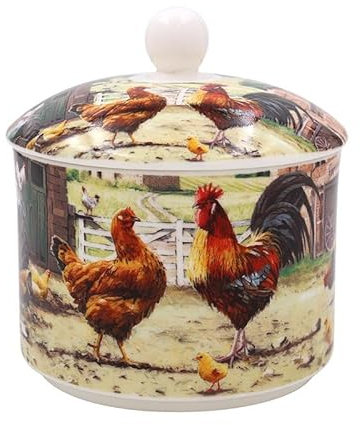 The Leonardo Collection Cockerel & Hen Sugar Bowl with Lid | Sugar Pot for All Homes & Offices | Designed by Macneil Studios | Ceramic Bowl with Lid for Sugar, Sweetener or Other Snacks