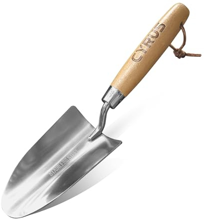 Cyrus 12.6 Gartenschaufel, Heavy Duty große Holzstielkellen aus Edelstahl mit Eschenholzgriff zum Pflanzen, Messen, Jäten Mehrzweck-Gartenschaufel