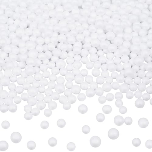 SOFPLATE 21G 7mm to 9mm Small White Foam Beads Foam Ball Beads Mini Smooth Round Crafting Polystyrene Vase Filler Bean Bag Stuffing Filling Bead for Art Crafts DIY Wedding Holiday Party Decoration