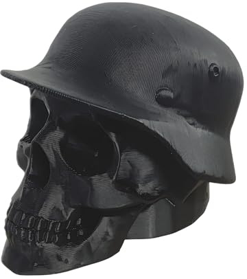 Generisch Anhängerkupplung Abdeckung Totenkopf - Kappe Schutzkappe für 50mm Kugelkopf Motiv: Skull Helm Stahlhelm - Abdeckkappe für AHK in schwarz - WW WW2 WWII lustig, cool von Schinner 3D-Druck