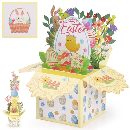 Bighan Biglietti Auguri 3D Divertente Pop Up Biglietti Auguri Regalo per Pasqua, Color 1