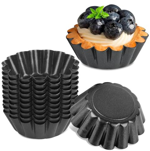 12 Pièces Moule à Tarte aux œufs, Moules à Tartelettes Antiadhésifs, Réutilisables Tarte Oeuf Pan, Moules à Tartelettes, Moule à Quiche, Moules à Tarte, pour Tartes, Cupcakes, Muffins, Gâteau, DIY