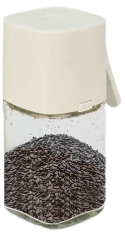 Barattolo dispenser per condimenti, dispenser quantitativo per sale da cucina in vetro | Elegante contenitore per condimenti con saliera, con erogazione precisa, per cumino in polvere, sesamo