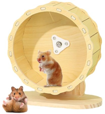 Ruota del coniglio d'India - Ruota per criceto in legno silenziosa | Design con spessore muto Ruota di esercizio per piccoli animali, Spinner Tranquillo per topi, Gerbils, ratti e altri ma