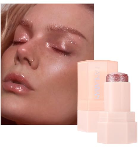 Jelly Highlighter Stick für Gesicht & Körper,Feuchtigkeitsspendender cremiger Glanz mit dezentem Schimmer,Natürliche 3D-Konturierung,Universelle Farbtöne für alle Hauttöne,#GLASSY PINK BALLET