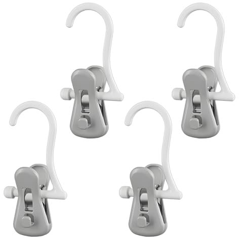 Grucce Pantaloni, Grucce con Pinze Appendiabiti, Grucce Appendiabiti Clip, Gruce Gonne, Appendini per Pantaloni Salvaspazio, Adatto per Pantaloni, Gonne, Sciarpe, Asciugamani (4 Pezzi, Grigio)