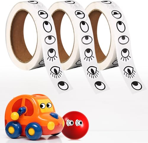 SAIIURV 3000 piezas Negro Blanco Ojo Pegatinas Etiquetas, Ojos Móviles Autoadhesivos, Wiggle Eyes para Manualidades de Scrapbooking Artesanía Accesorios