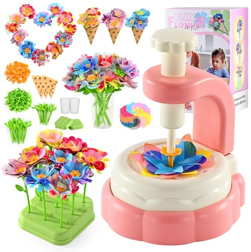 BlueSwan Bastel Sets, Blumen Bastelset, Blumenpresse Basteln Kinder, Kreatives Geburtstag, Mädchen Geschenke für 3-12 Jahre, Diy Set Blumengarten ADHS Spielzeug, Feinmotorik Eltern-Kind Geschenk