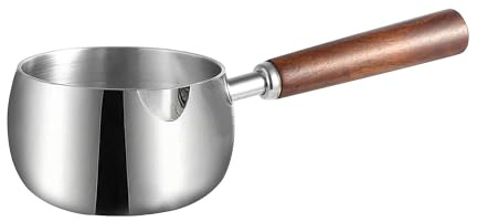 IMEEA Edelstahl Milchkochtopf 800ml mit Holzgriff kleiner Stielkasserolle Induktion geeignet Milch Soßen- & Butterwärmer