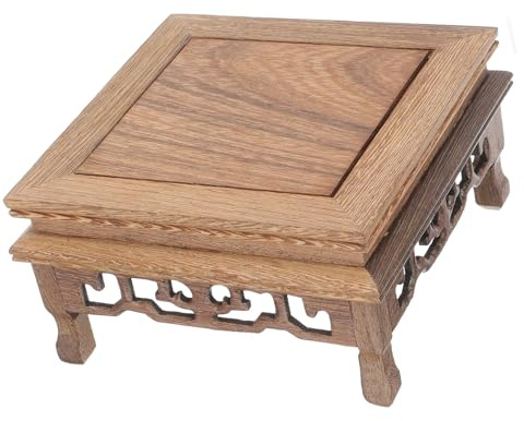 Tofficu Portavasi in Legno Piedistallo Quadrato, Supporto per Piante da Giardino e Balcone, Mensola per Fiori e Bonsai, Base Alzata per Vaso Decorativo