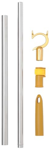 ASAKKURA Asta per Armadio in Metallo Telescopica Regolabile 64-101 Cm Blocco di Sicurezza, Bastone per Abiti Allungabile in Lega Dorata, Supporto Stendibiancheria Retrattile per