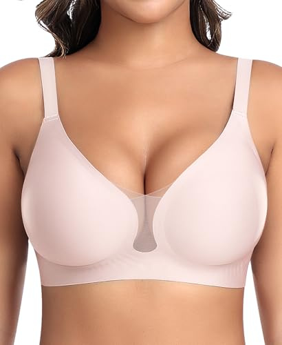 Ganado Wireless Seamless Bras for Women Padded Support Bra | Jelly, Non Wired, Front Mesh, Gel, Push Up, Wirefree, Full Coverage for sagging breasts, Tshirt Bra, Comfort Everyday Bras