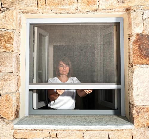 Insektenschutzrollo für Fenster & Türen, Aluminium – Luxus (Weiß, L 1000 x H 1600 mm)