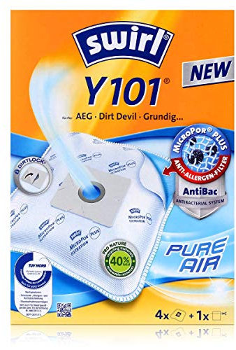 4 Original SWIRL Y101 Staubsaugerbeutel für Dirt Devil M 7020 - Bagline 2.8 P