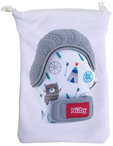 Nuby Beißhandschuh Happy Hands Grau – 3m+, grau