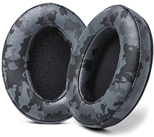 WC PadZ - The Ultimate Upgraded Earpads by Wicked Cushions - Compatible With Audio Technica, HyperX, SteelSeries Arctis & More - Extra Thick - Bigger Opening - Softer Memory Foam | Black Camo