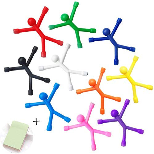 Mini Man Kühlschrank Magnete, Cute Gummi Magnet Herren Kühlschrank Magnete für Kinder und Erwachsene Büro Fun Deko Dekoration, 10 Colour + 100 Blatt/Haftnotizen