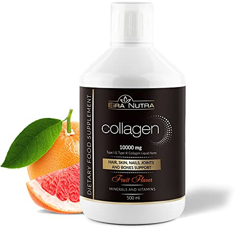 Eira Nutra Premium Collagen Complex/Collagen Drink mit liquid collagen/Kollagen flüssig für Haut & Haare/Kollagen Anti Aging Drink / 10.000 mg Premium Kollagen / 500 ml