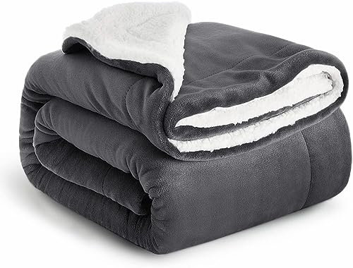 IR Imperial Rooms Sherpa Fleece Throw Blanket - Microfiber Fluffy Thick Blankets for Bed and Sofas Grey, Double/Twin Size 150 x 200cm