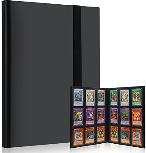 Lictin Álbum de para Cartas-Álbum de para Cartas coleccionista Negro para 396 Cartas 22 Paginas Transparente e impermeable Para Tarjetas de Tamaño Estándar(Negro)