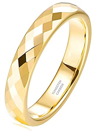 Zakk 4mm Anello da uomo e donna in tungsteno di larghezza lucido anelli di fidanzamento fedi nuziali anello di promessa (Oro,63 (20.1))