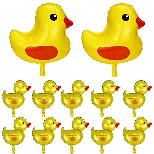 2 Globos Pato Gran Tamaño y 10 Mini Globos Papel Aluminio Con Forma Pato Decoración Fiesta Pato Decoración lobGos Temáticos Animales Granja Guirnalda Patitos Pequeños Amarillos Suministros Fiesta