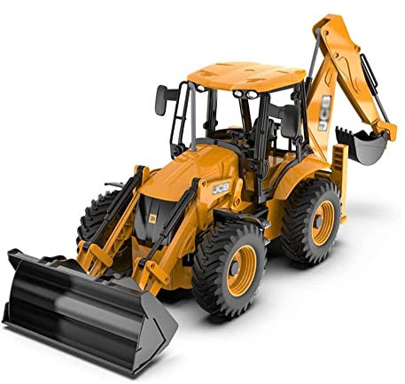 HEBXMF Coche de Control Remoto RC Excavadora Retroexcavadora Camión Cargador Frontal, 1/20 Vehículo de ingeniería de Metal Construcción Tractor Bulldozer Camión Trasero Juguete de Regalo para niños