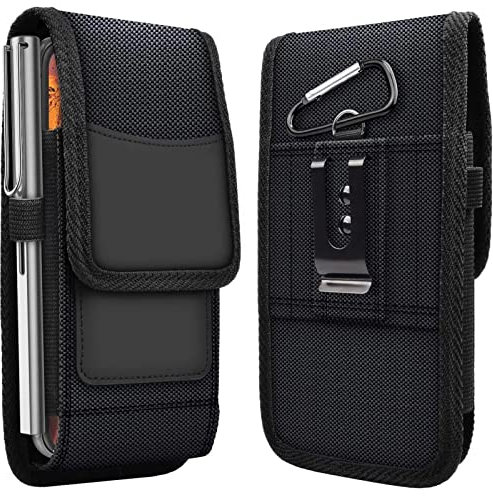 VERTIKAL Hüft Gürtel Tasche passend für Samsung Galaxy S25 S24 S23 S22 S21 S20 Ultra 5G S24+ S23+ A54 A34 A14 Z Fold 4 5 Gürteltasche Karabinerhaken Clip Schlaufe Seiten Quer Schutz Hülle Schwarz
