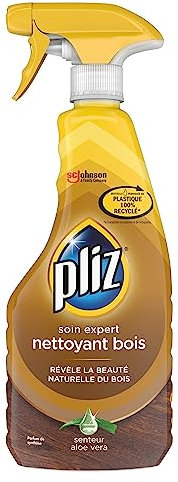 Pliz Soin Expert Nettoyant Bois - Nourrit, Nettoie et Protège - Senteur Aloe Vera - 1 Pistolet 100% Plastique Recyclé