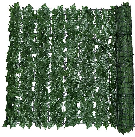 Clôture de lierre artificiel - Treillage avec faux lierre pour balcon, extérieur, jardin, décoration murale, vert (1 x 3 m)