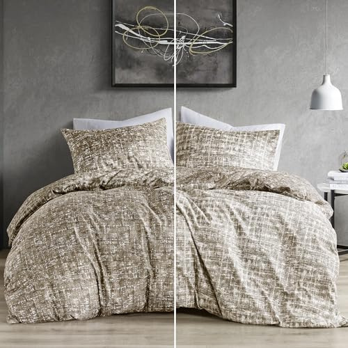 Comfort Spaces Juego de edredón tamaño Queen, ropa de cama color gris pardo para todas las estaciones, edredón reversible ultrasuave de 3 piezas con 2 fundas a juego, fácil cuidado, lavable a máquina,
