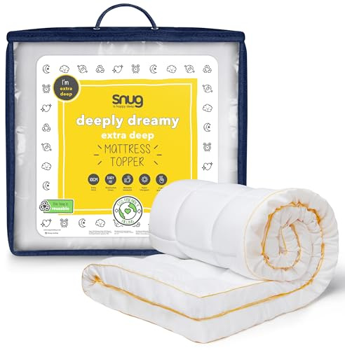 Snug Deeply Dreamy - Coprimaterasso matrimoniale da 10 cm, extra spesso, con cinghie elastiche, trapuntato, confortevole, super morbido, ipoallergenico, lavabile in lavatrice, matrimoniale, 190 x 135