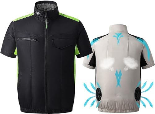 Hfnnhl Chaleco con ventilador de refrigeración Chaqueta de refrigeración, camisetas de manga corta Aire acondicionado Trabajo al aire libre, Ropa lavable de verano al aire libre