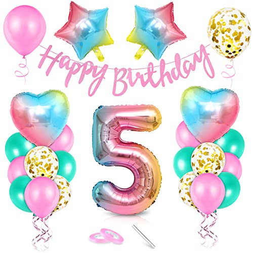 Palloncino 5° compleanno rosa, decorazione compleanno 5 anno, palloncino 5° compleanno, pallone foil gigante numero 5, pallone foil buon compleanno 5, pallone 5 decorazione per festeggiata