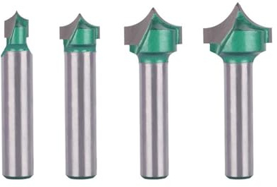 4 st/set Spårpunktsskärning Rundöverfräs, 8 mm skaft CNC V-Spårfräs 3D CNC Gravyr V Spår Träbearbetning Fräs