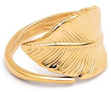 SINGULARU - Anillo Hoja. Acero con Acabado en Baño Oro de 18Kt. Ajustable con Motivo Hoja. Talla Única Joyas para Mujer