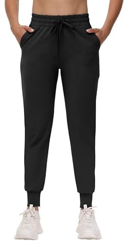 CAMPSNAIL Jogginghose Damen Sporthose Lang Freizeithose Weich Bequeme Trainingshose mit Elastischen Bund Sweatpants Leggings für Yoga Fitness (Schwarz L)