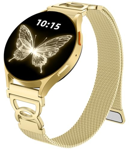 Epova Kompatibel med Samaung Galaxy Watch 7 armband 40 mm 44 mm – Galaxy Watch 6 5 4-armband, dam DC-formad smal metallmagnet ersättningsarmband för Samsung 6 Classic, 5 Pro, 4 Classic, FE
