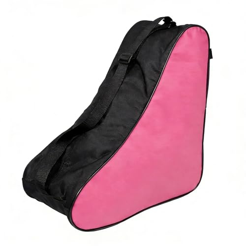 Firavggu Sac à patins à roulettes, sac à patins à glace, réglable, pour homme et femme, rose