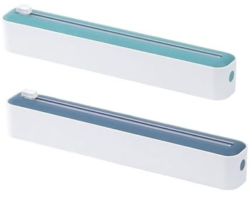 Confezione da 2 dispenser di pellicola trasparente e taglierina, organizer per pellicola trasparente con taglierine, scatola per carta stagnola avvolgente, dispenser per carta stagnola in alluminio