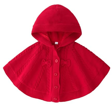 WWricotta Mantella per Ragazze con Cappuccio in Maglia Poncho Maglioni Bambini Scialle Maglione Bambino Festa Pullover